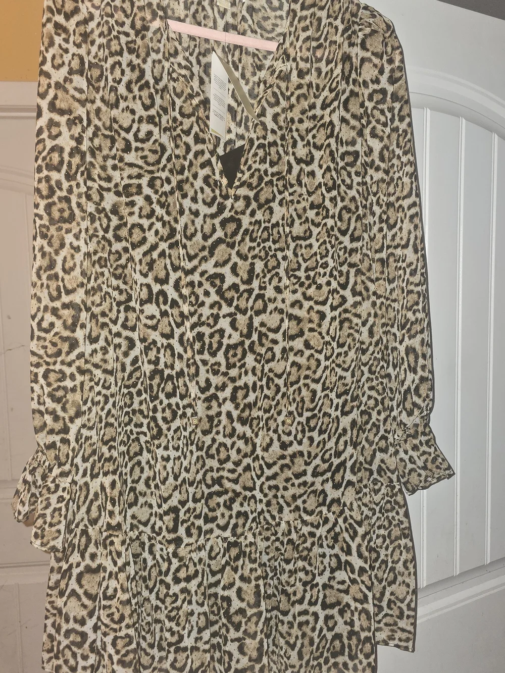 MICHAEL KORS Leopard Print Mini Dress with Gold Studs